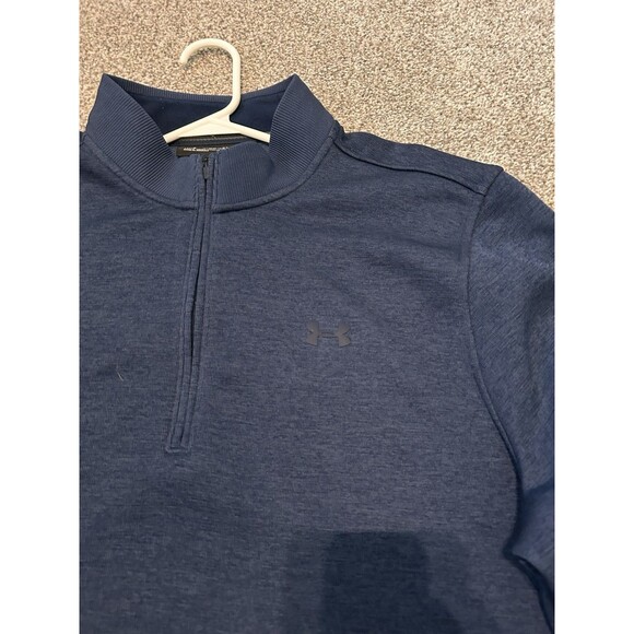 Under Armour Sweater Mens XL Blue Pullover 1/4‎ Zip Long Sleeve Cold Gear Loose - Picture 2 of 10